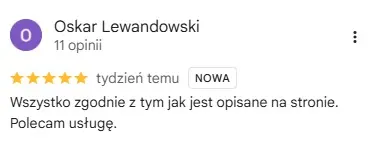 Opinia klienta CycloPick w Google